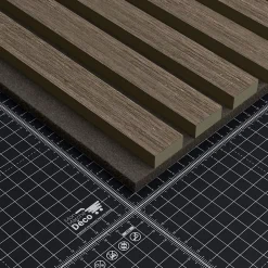 Lot de 2 Panneaux Tasseaux Bois - Noyer Feutre Noir - 3 m², 2500 x 600 mm,-Mon Marché Déco Outlet