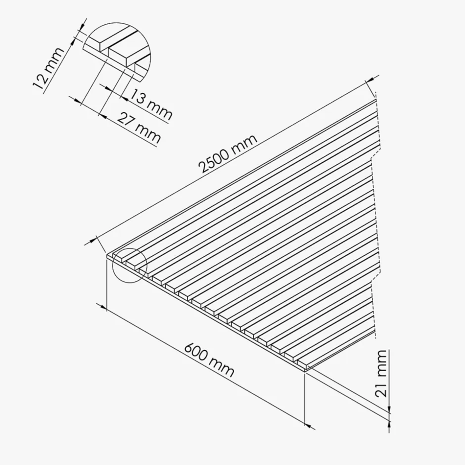Lot de 2 Panneaux Tasseaux Bois - Noyer Feutre Noir - 3 m², 2500 x 600 mm,-Mon Marché Déco Outlet