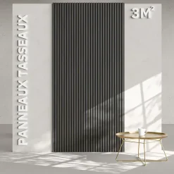 Lot de 2 Panneaux Tasseaux Bois - Chêne Noir Feutre Noir - 3 m², 2500 x 600 mm,-Mon Marché Déco Outlet