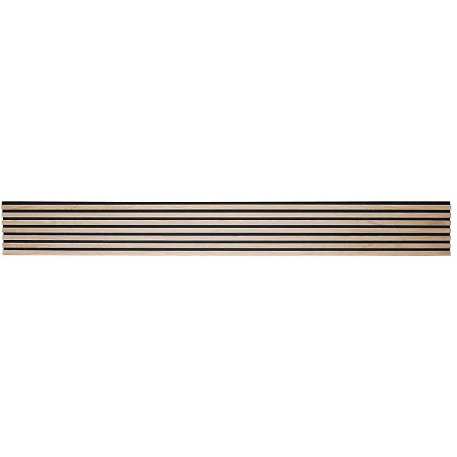 Lot de 7 panneaux tasseaux bois - 250x30x1 cm - Pack Mur TV bois 210cm - Lamelles chêne clair véritable fond noir - 5,25m²-Decoon Online