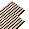 Decoon Lot de 2 panneaux tasseaux bois 250 x 30 x 1 cm - Lamelles bois placage chêne clair véritable fond noir - 1,5m²