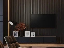 Lot de 2 Panneaux tasseaux MDF Noir mat sur fond bronze 2770x287x20 mm --Forestea Outlet