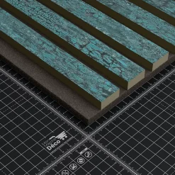 Mon Marché Déco Lot de 2 Panneaux Tasseaux Bois - Bleu Oxyde Feutre Noir - 2,88 m², 2500 x 600 mm,