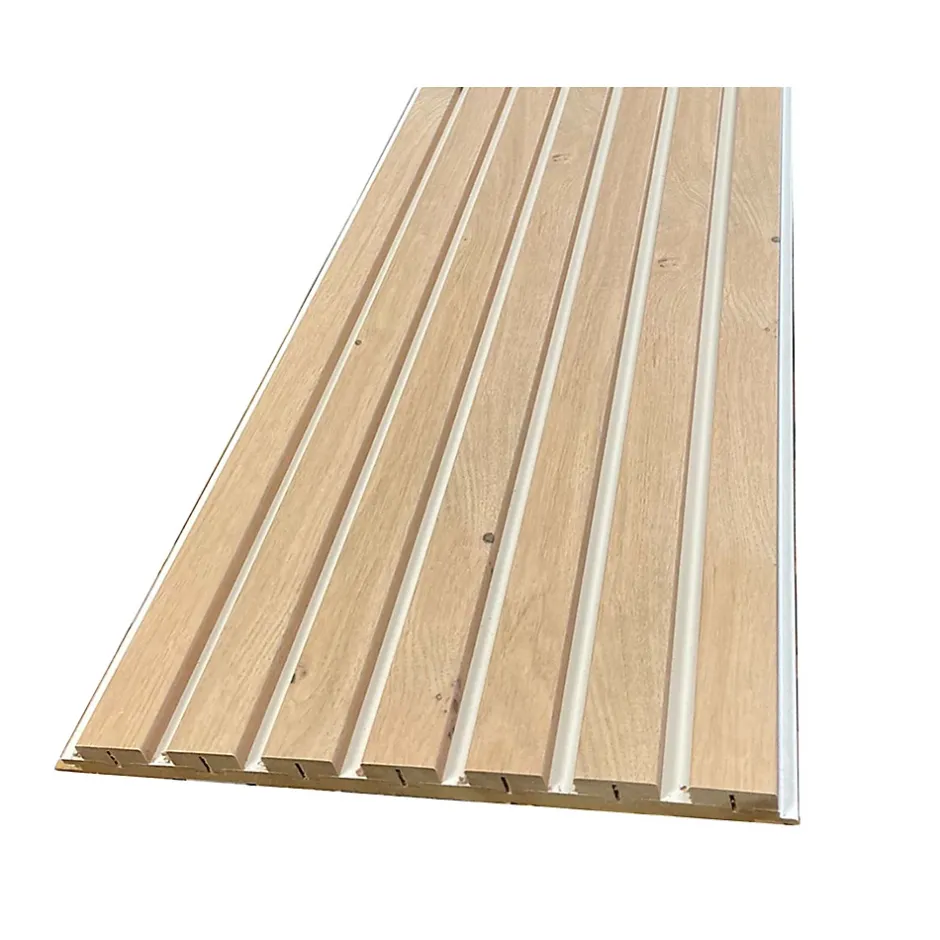 Forestea Lot de 2 panneaux tasseaux MDF chêne clair sur fond blanc 2500 x 300 x 20 mm 1,435 M2