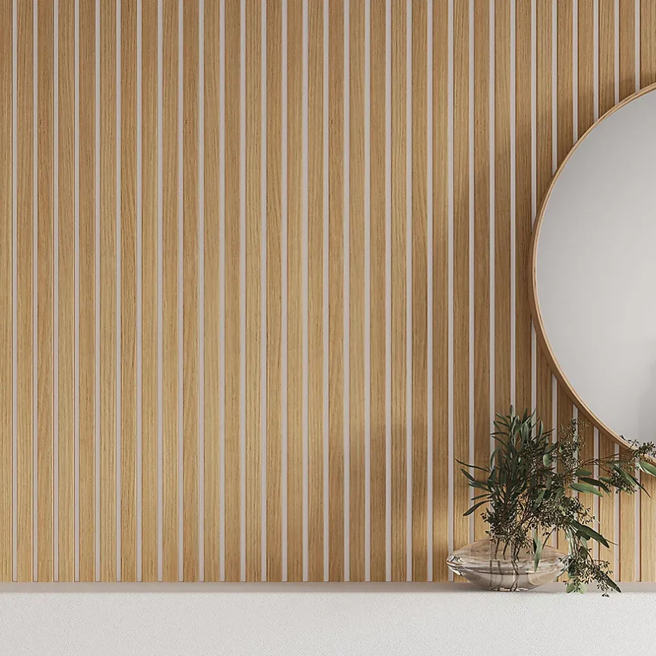 Forestea Lot de 2 panneaux tasseaux MDF chêne clair sur fond blanc 2500 x 300 x 20 mm 1,435 M2