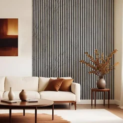 Lot de 4 Panneaux tasseaux bois 250 x 30 x 1,9 cm - décor marbre gris/feutrine noir - 3m²-Decoon