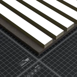 Mon Marché Déco Lot de 2 Panneaux Tasseaux Bois - Blanc Feutre Noir - 2,88 m², 2500 x 600 mm,