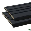Lot de 2 Panneaux tasseaux acoustic asymétrique lamelles MDF chêne lave sur fond noir 2600 x 300 x 17 mm --Forestea Discount