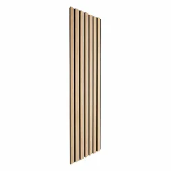 Decoon Lot de 8 Panneaux tasseaux bois 120x30x1 cm - Pack tête de lit 180 - Lamelles chêne clair véritable fond noir 2,88 m²