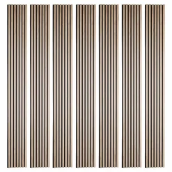 Decoon Lot de 7 Panneaux tasseaux bois 250 x 30 x 1,9 cm - décor chêne clair fond noir - 5,25m²