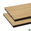 Forestea Lot de 2 Panneaux tasseaux acoustic asymétrique lamelles MDF chêne naturel sur fond noir 2600 x 300 x 17 mm -