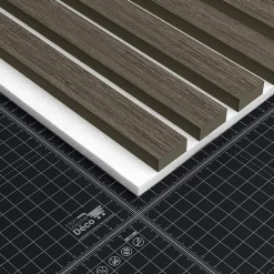 Mon Marché Déco Lot de 2 Panneaux Tasseaux Bois - Noyer Feutre Blanc - 3 m², 2500 x 600 mm,