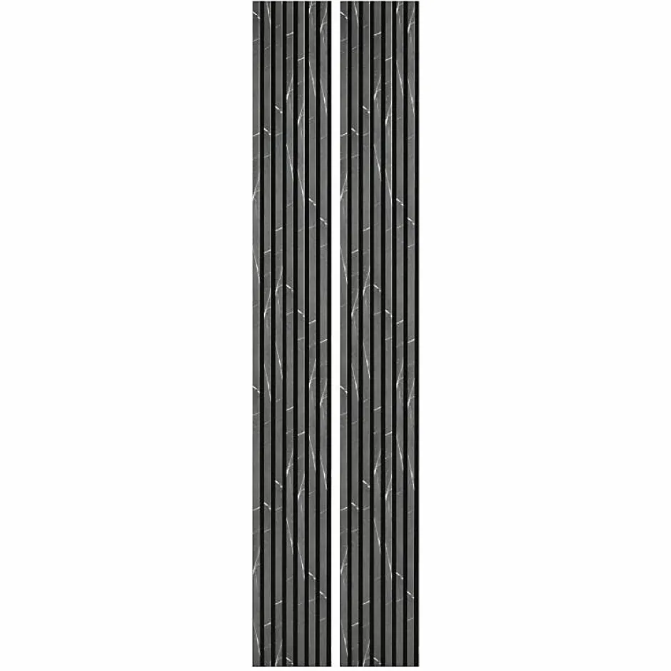 Decoon Lot de 2 Panneaux tasseaux bois 250 x 30 x 1,9 cm - décor marbre noir/feutrine noir - 1,5m²