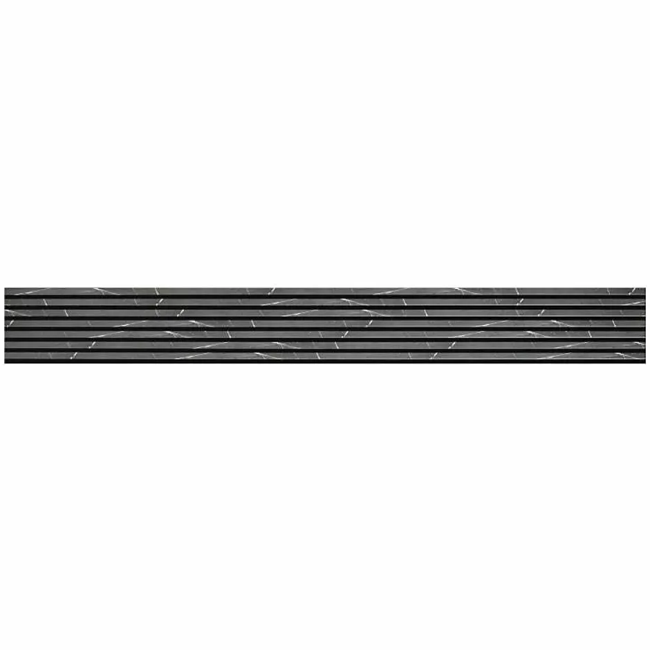 Decoon Lot de 2 Panneaux tasseaux bois 250 x 30 x 1,9 cm - décor marbre noir/feutrine noir - 1,5m²
