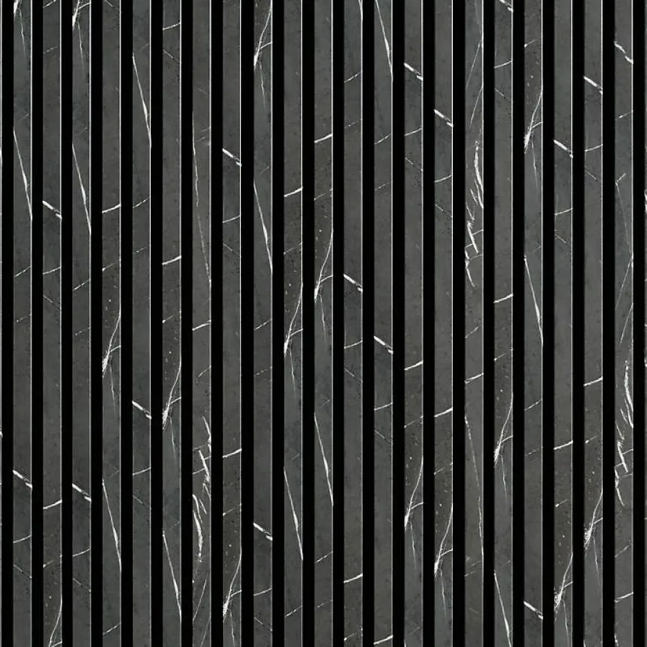 Decoon Lot de 2 Panneaux tasseaux bois 250 x 30 x 1,9 cm - décor marbre noir/feutrine noir - 1,5m²