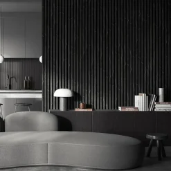 Lot de 4 Panneaux tasseaux bois 250 x 30 x 1,9 cm - décor marbre noir/feutrine noir - 3m²-Decoon Outlet