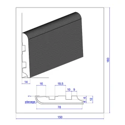 Lot de 5 Plinthes cache-fils Plaquées Chêne verni MDF, L.2,23 m x l.7,8 cm x Ep.12 mm-Wood&Sens Discount