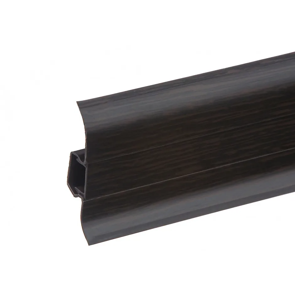 Monmobilierdesign Lot de 10 Plinthes goulotte passe-câble PVC 59 mm - 1,10 m avec angles, raccords et butées Wenge noir