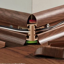 Monmobilierdesign Lot de 10 Plinthes goulotte passe-câble PVC 59 mm - 1,10 m avec angles, raccords et butées Wenge noir