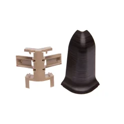 Monmobilierdesign Lot de 10 Plinthes goulotte passe-câble PVC 59 mm - 1,10 m avec angles, raccords et butées Wenge noir