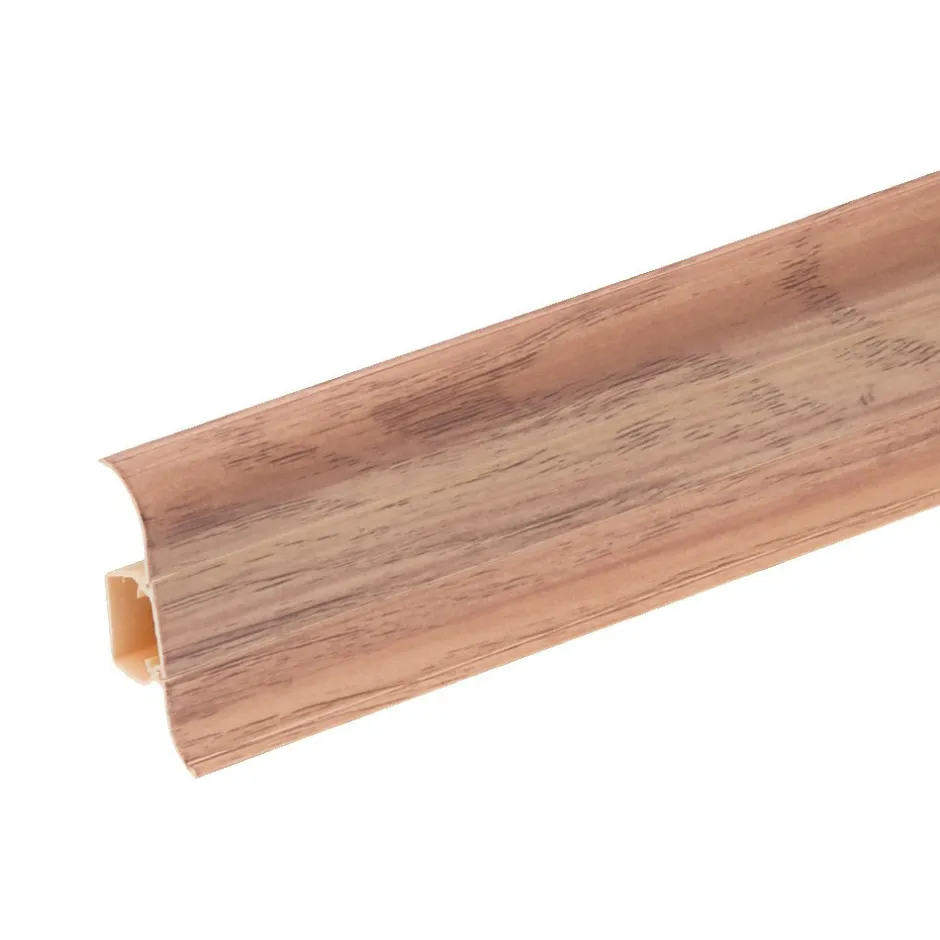 Lot de 10 Plinthes goulotte passe-câble PVC 59 mm - 1,10 m avec angles, raccords et butées Vieux noyer-Monmobilierdesign