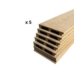 Wood&Sens Lot de 5 Plinthes MDF Passes-câbles à couvercle, L.2,44 m x H.10,8 cm, Ep.18 mm