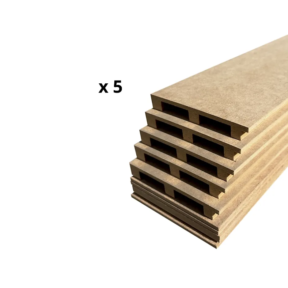 Wood&Sens Lot de 5 Plinthes MDF Passes-câbles à couvercle, L.2,44 m x H.10,8 cm, Ep.18 mm