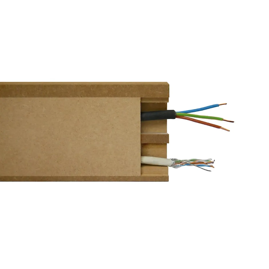 Wood&Sens Lot de 5 Plinthes MDF Passes-câbles à couvercle, L.2.44 m x H.11 cm, Ep.18 mm