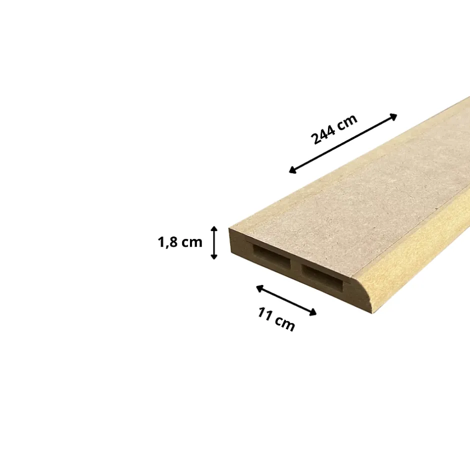 Wood&Sens Lot de 5 Plinthes MDF Passes-câbles à couvercle, L.2.44 m x H.11 cm, Ep.18 mm