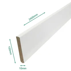 Forestea Lot de 5 Plinthes MDF prépeinte blanc 2400 x 100 x 10 mm