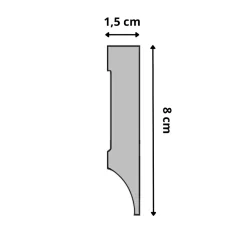 Wood&Sens Lot de 10 Plinthes Polymère avec Bord Arrondi 3mm, L.240 cm x P.8 cm, Ep.15 mm