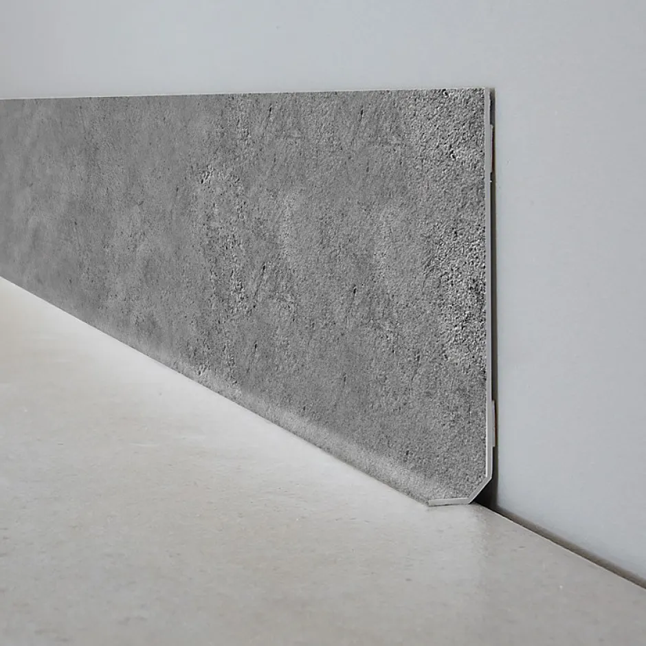 99Deco Lot de 10 Plinthes PVC Couleur Béton - - H8 x L100 cm Profondeur 14 mm