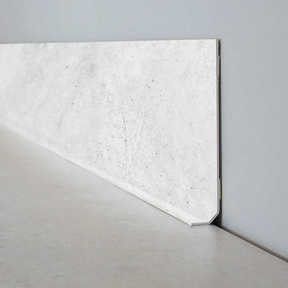 99Deco Lot de 10 Plinthes PVC Couleur Béton - - H8 x L100 cm Profondeur 14 mm