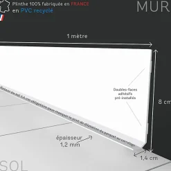 Lot de 10 Plinthes PVC Floral Noire - - H8 x L100 cm Profondeur 14 mm-99Deco