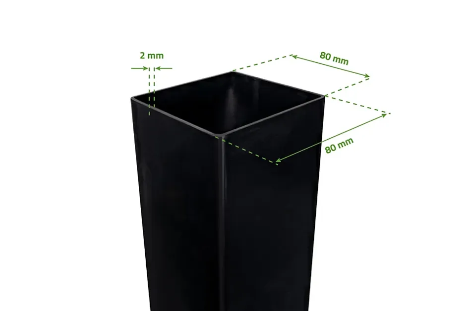 Casanoov Lot de 2 poteaux en fer DARIO 8x8cm H.190cm Noir Mat