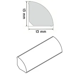 Monmobilierdesign Lot de 5 Quarts de rond PVC 13 x 13 mm longueur 2,5 m Blanc