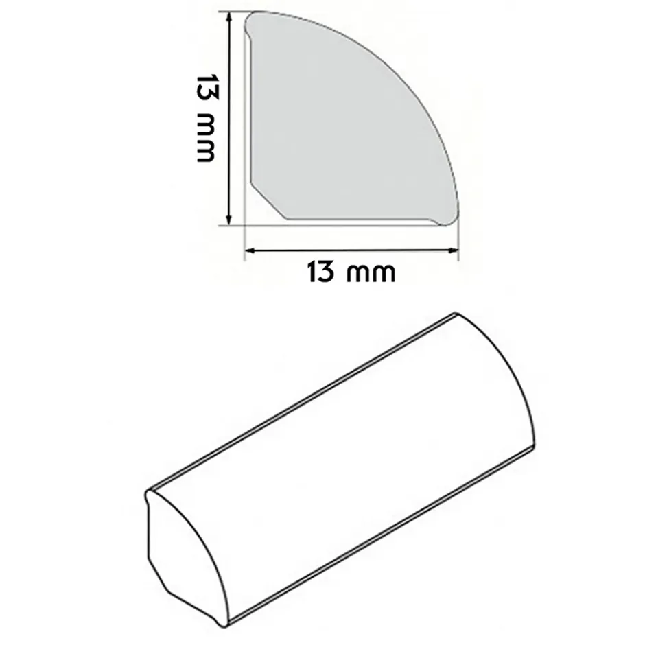 Monmobilierdesign Lot de 5 Quarts de rond PVC 13 x 13 mm longueur 2,5 m Blanc