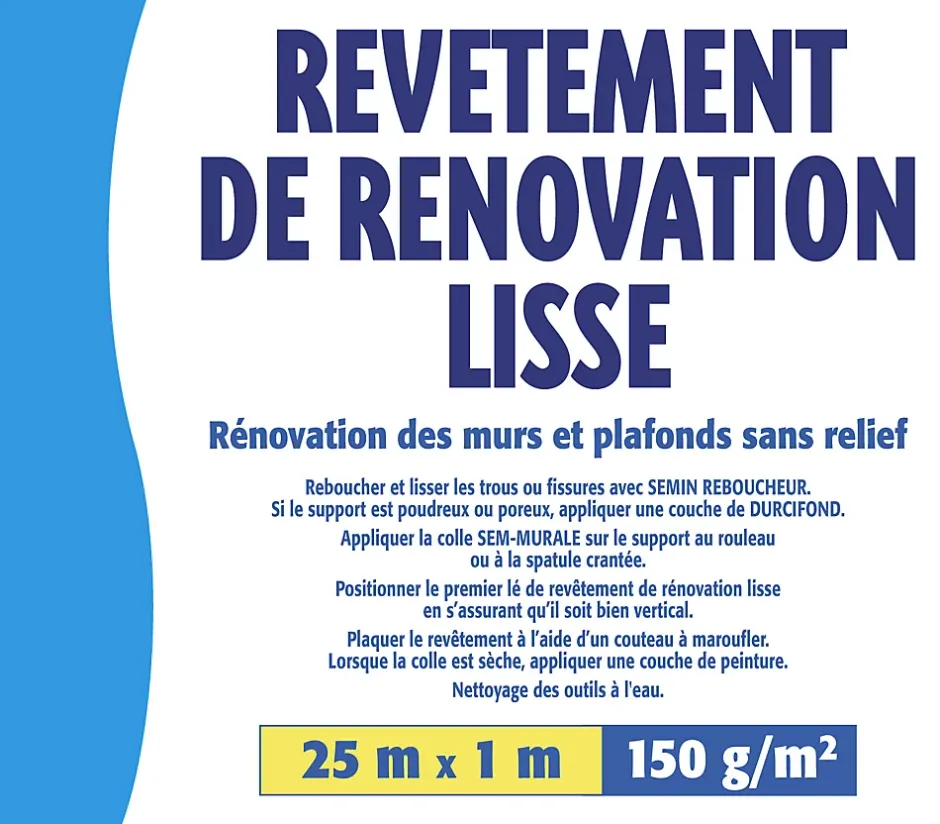 Lot de 2 Revêtements de Rénovation Lisse à Peindre - Rouleau de 25 x 1 m-Semin Hot