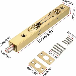 Deko Lot de 2 serrures de porte de 15 cm Serrure de sécurité dissimulée en acier inoxydable pour portes doubles en bois composite