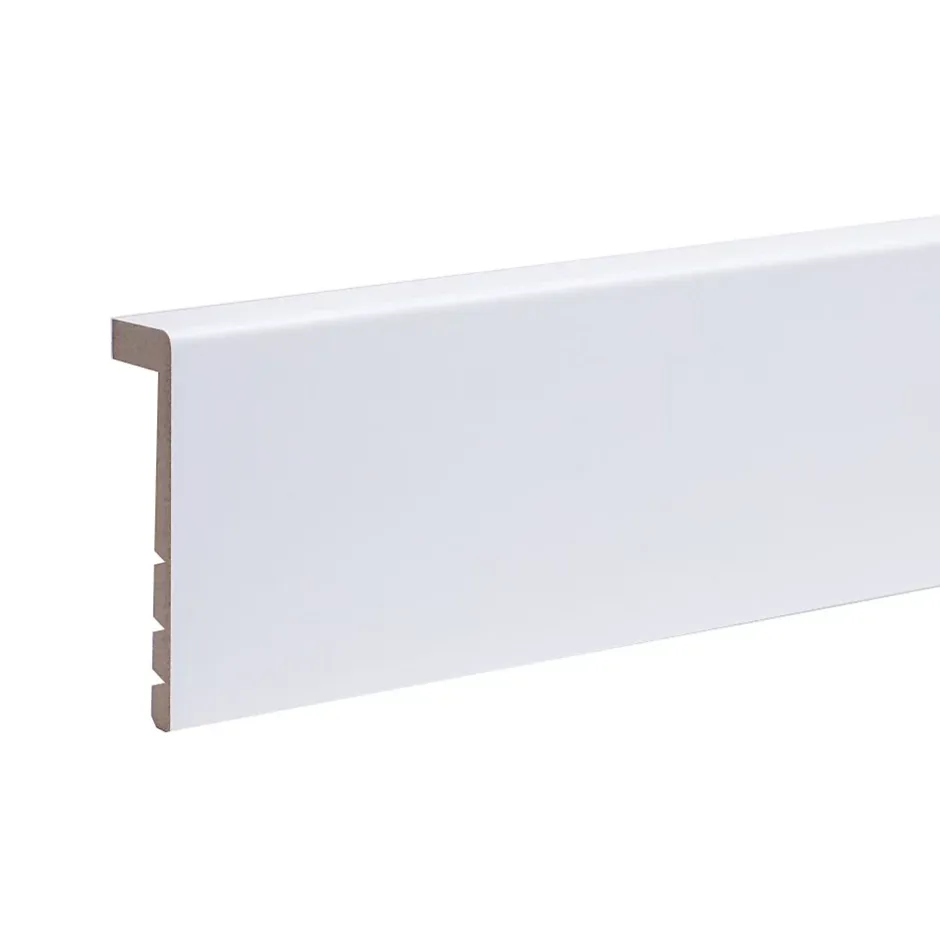 Lot de 6 surplinthes MDF revêtues blanc 2400 x 130 x 16 mm-Forestea