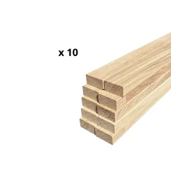 Wood&Sens Lot de 10 Tasseaux Chêne Abouté, L.250 cm x l.2 cm, Ep.4 cm