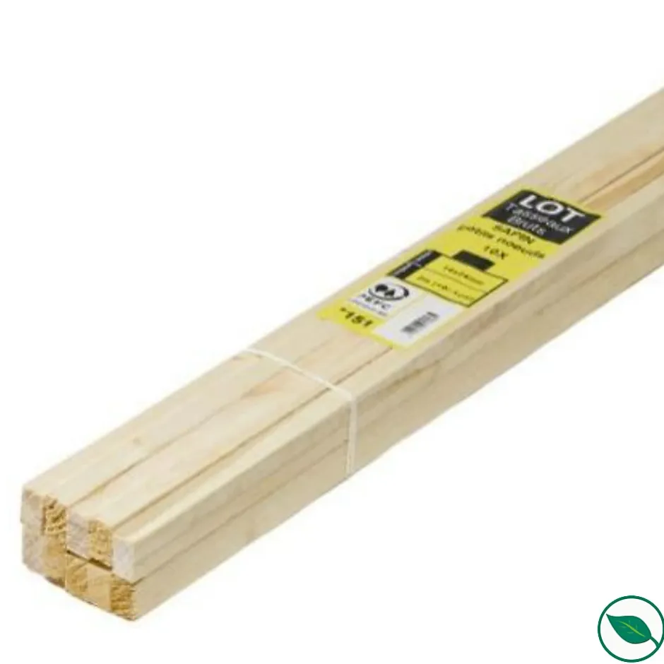 Lot de 10 tasseaux sapin brut 2400 x 25 x 13 mm-Forestea Best