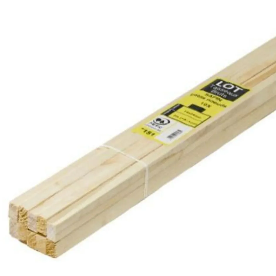 Lot de 10 tasseaux sapin brut 2400 x 25 x 13 mm-Forestea Best
