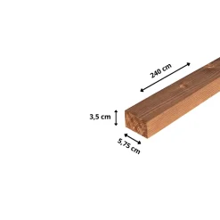 Lot de 9 Tasseaux Sapin Traité marron, L.2,40 m x l.5,75 cm x Ep.35 mm-Wood&Sens New