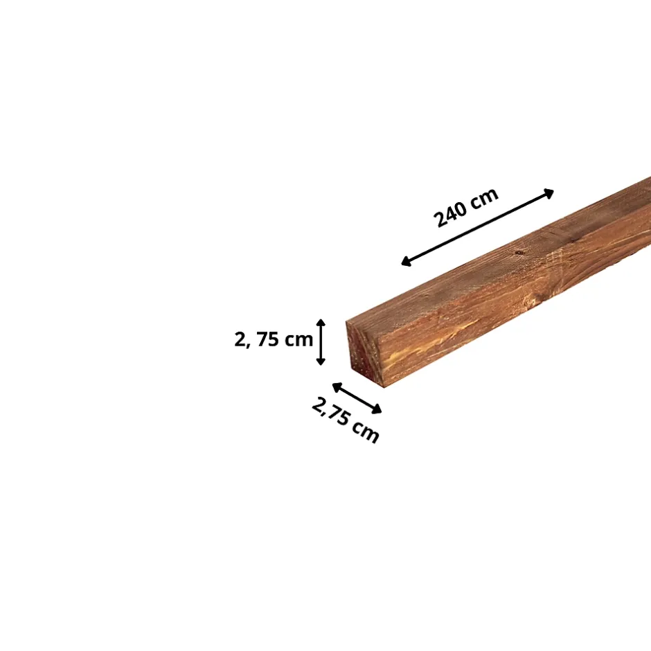 Wood&Sens Lot de 4 Tasseaux Sapin Traité marron, L.2,40 m x l.2,75 cm x Ep.27,5 mm