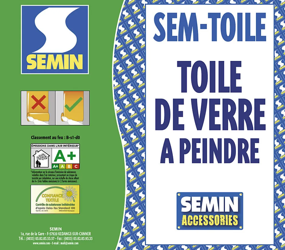 Semin Lot de 3 toiles de verre - motif plafond - rouleau 50 x 1 m