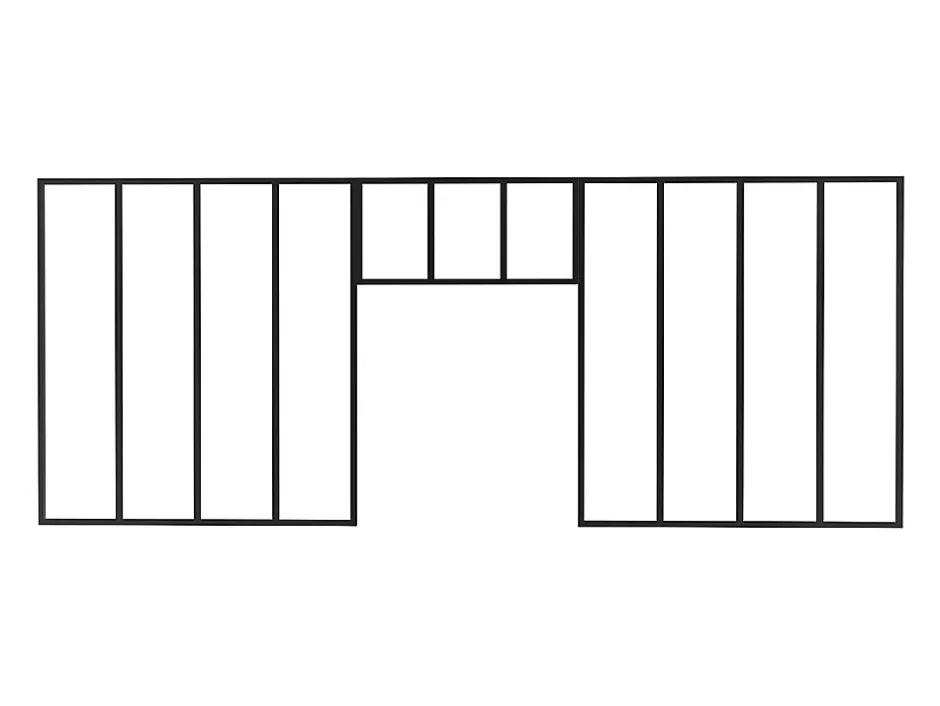 Lot de 2 verrières atelier avec imposte en aluminium thermolaqué - 2 x L120 x H130 + L83 x H40 cm - Noir - BAYVIEW-Vente-unique Sale