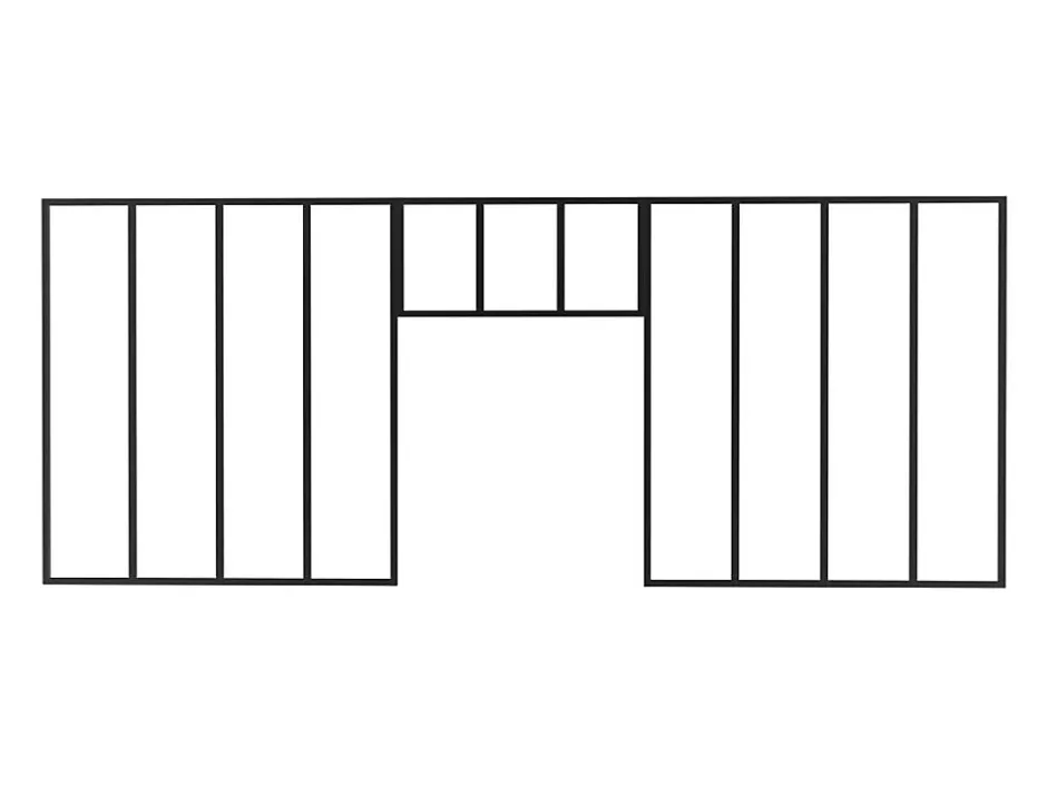 Lot de 2 verrières atelier avec imposte en aluminium thermolaqué - 2 x L120 x H130 + L83 x H40 cm - Noir - BAYVIEW-Vente-unique Sale
