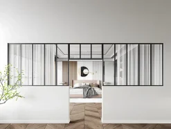 Vente-unique Lot de 2 verrières atelier avec imposte en aluminium thermolaqué - 2 x L150 x H105 + L83 x H40 cm - Noir - BAYVIEW