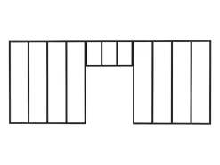 Lot de 2 verrières atelier avec imposte en aluminium thermolaqué - 2 x L120 x H130 + L73 x H40 cm - Noir - BAYVIEW-Vente-unique New